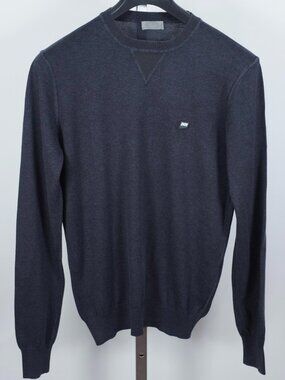 DIOR Homme silk sweater sz Small navy leather trim sweatshirt